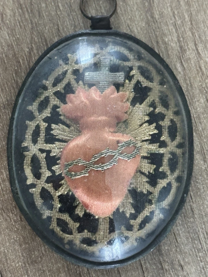 Ancien Reliquaire XIXe Siècle EX VOTO Cœur De Marie - Photo 2/3