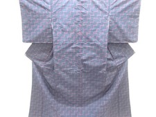 7614969: JAPANESE KIMONO / UNUSED / SILK / HAND WOVEN TSUMUGI / ABSTRACT PATTERN