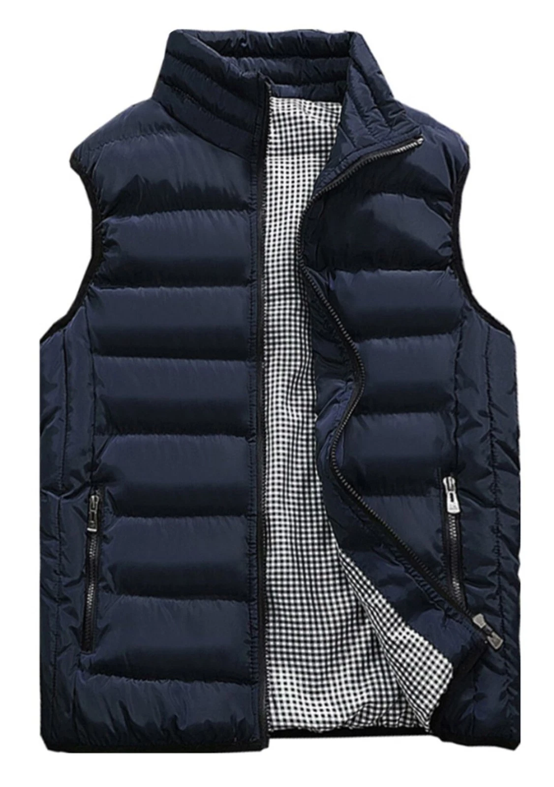 Men's Outdoor Casual Classic Quilted Vest Stand Collar Warm Puffer Vest Sleev...