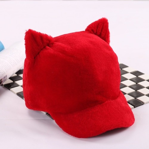 Women Girl Shorn Sheepskin Wool Cat Ear Hat Baseball Cap Winter Warm Lovely New - Picture 16 of 20