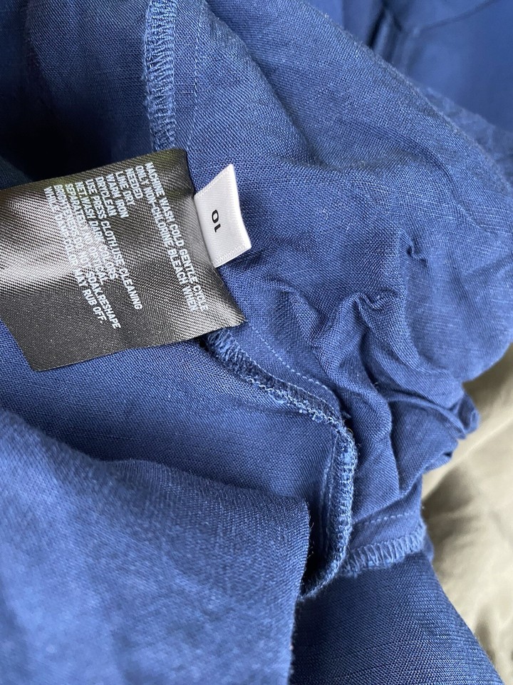 Uniqlo Romper Jumpsuit Women's XS Blue Green Linen Blend Wide Leg Lot