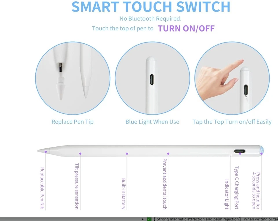 Lápiz óptico universal para iPad iPhone teléfono Android tableta lápiz capacitivo ¡NUEVO! Foto 2 de 4