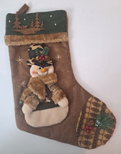 3D Large Snowman Christmas Stocking 16" X 12" Woodland, Plush, Bells etc