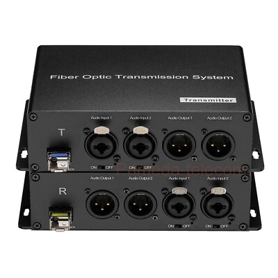 2 BIDI XLR Balanced Audio over Fiber optic Extender with 48V Phantom LC SFP 1set