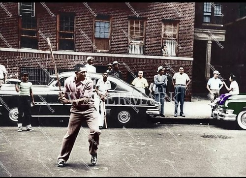 Willie Mays NY Giants NYC Stickball 11 x 14 coloriertes Foto Baseball