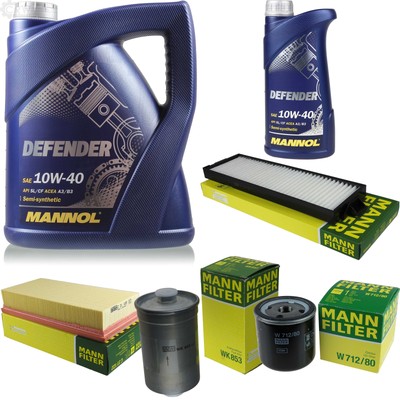 MANN-FILTER Inspektionspaket MANNOL 6L Defender 10W-40 für Saab 9-3 Cabriolet