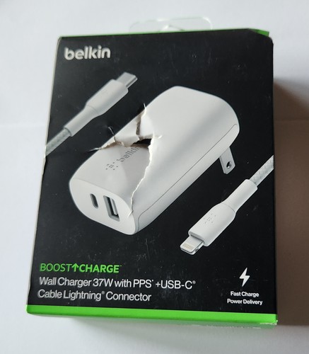 NEW White Belkin Boost Charge Dual Wall Fast Charger PPS 37W USB-C to LGHTNING - Picture 7 of 9