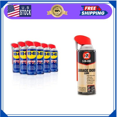 6 WD-40 Multi-Use Smart Straw  (12 OZ) & 3-IN-ONE Garage Door Lubricant (11 OZ)