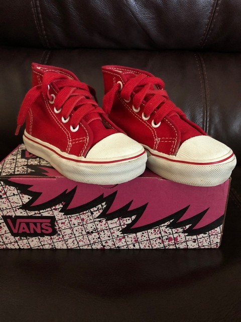 red lace up vans