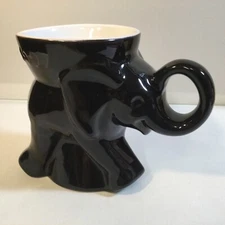 Vtg 1997 Frankoma Black Elephant GOP Pottery Coffee Mug, Planter, Pen Holder