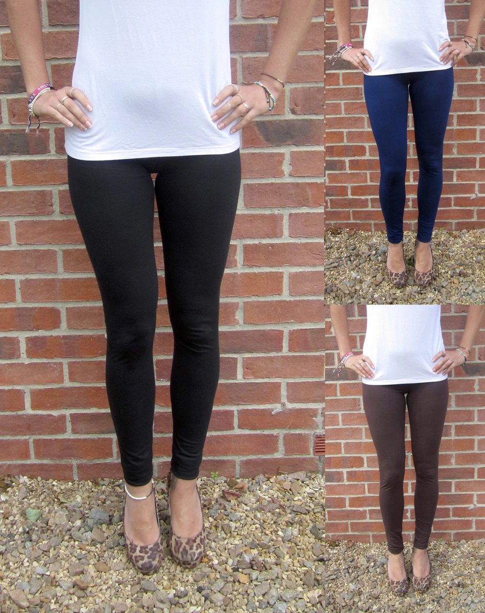 LONG Leggings HIGH WAIST Cotton Black UK 8 10 12 14 16 18 20 22 24 26 28  Tall