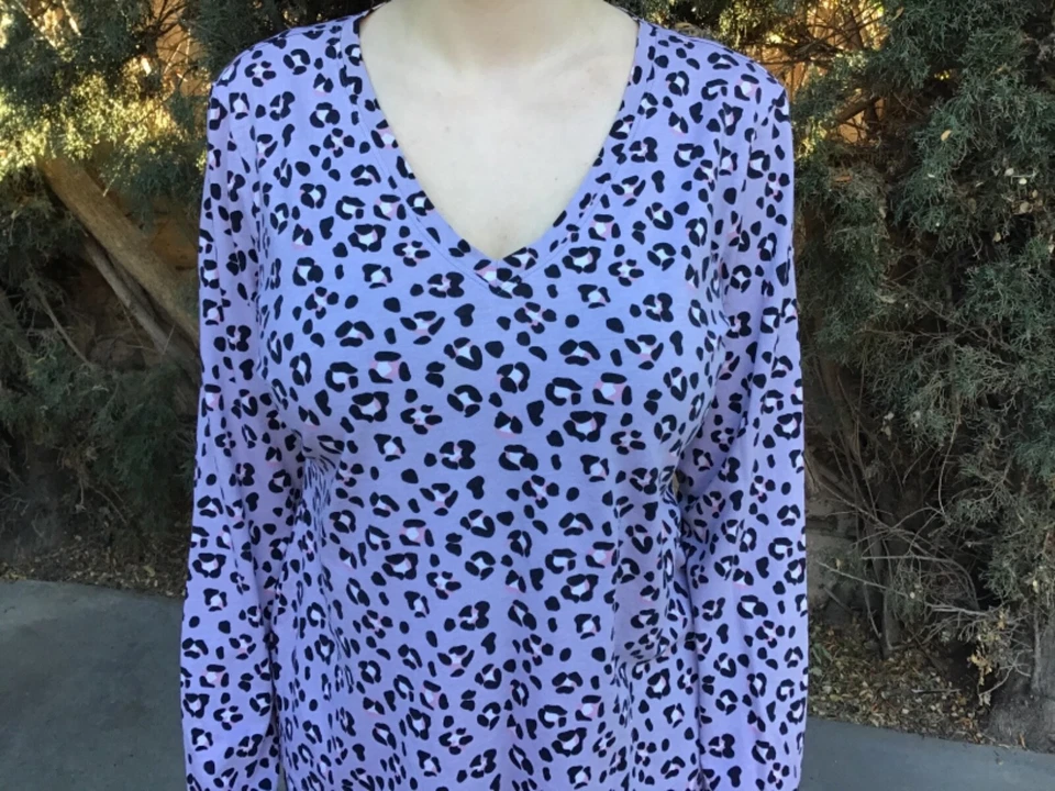 COSABELLA MUJER PIMA ALGODÓN ESTAMPADO LEOPARDO MANGA LARGA PIJAMA TOP TALLA GRANDE  Foto 2 de 4