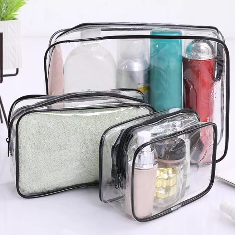 2x Clear Travel Toiletries Bag Cosmetic Toiletry Pouch Liquids Makeup  Organiser