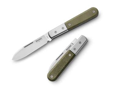 LionSteel Roundhead Barlow Canvas Micarta Green Slipjoint Messer M390   01LS238