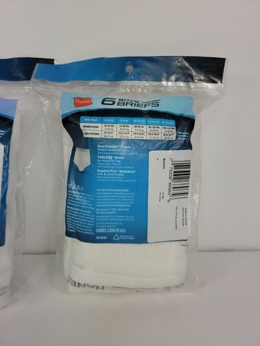 Hanes Boys Comfort Soft White Tagless Briefs 18 pair M 10-12 (3 pkg of 6 prs) - Picture 8 of 9