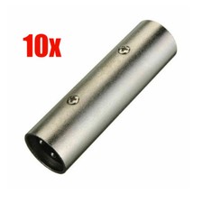 3-Pin XLR Male to Male Plug Coupler Gender Changer Audio Microphone Adapter 10PC