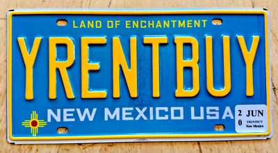 AWARD WINNING TURQUOISE VANITY LICENSE PLATE '' Y RENT BUY '' ? HOMEOWNER REALTY