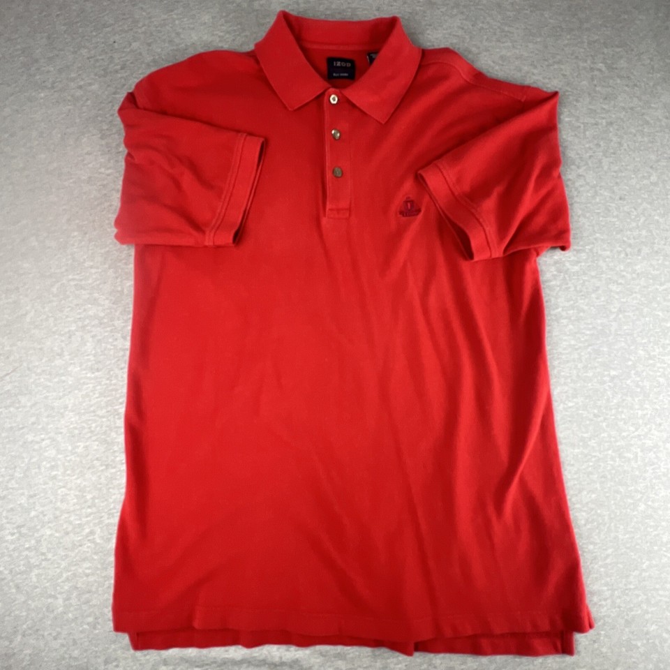 IZOD Silk Wash Polo Shirt Mens Size L Tall Red Cotton Short Sleeve eBay
