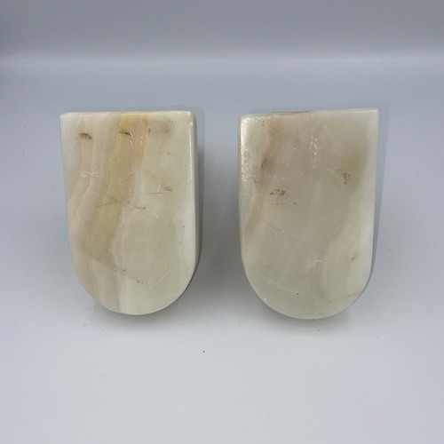 Pair Of VTG Bookends Aztec Mayan Tiki Gods Carved Marble Onyx Stone Striped - Picture 4 of 4