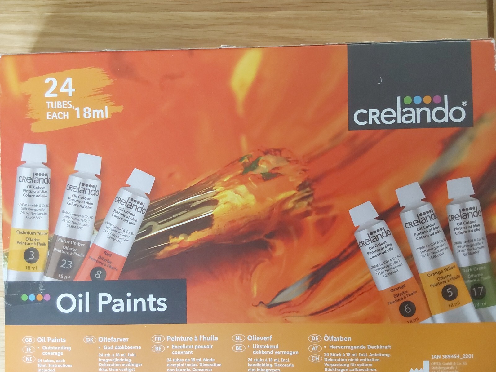 Oil Paints Set by Crelando 24 X 18ml Colour Tubes Gift Postage for 