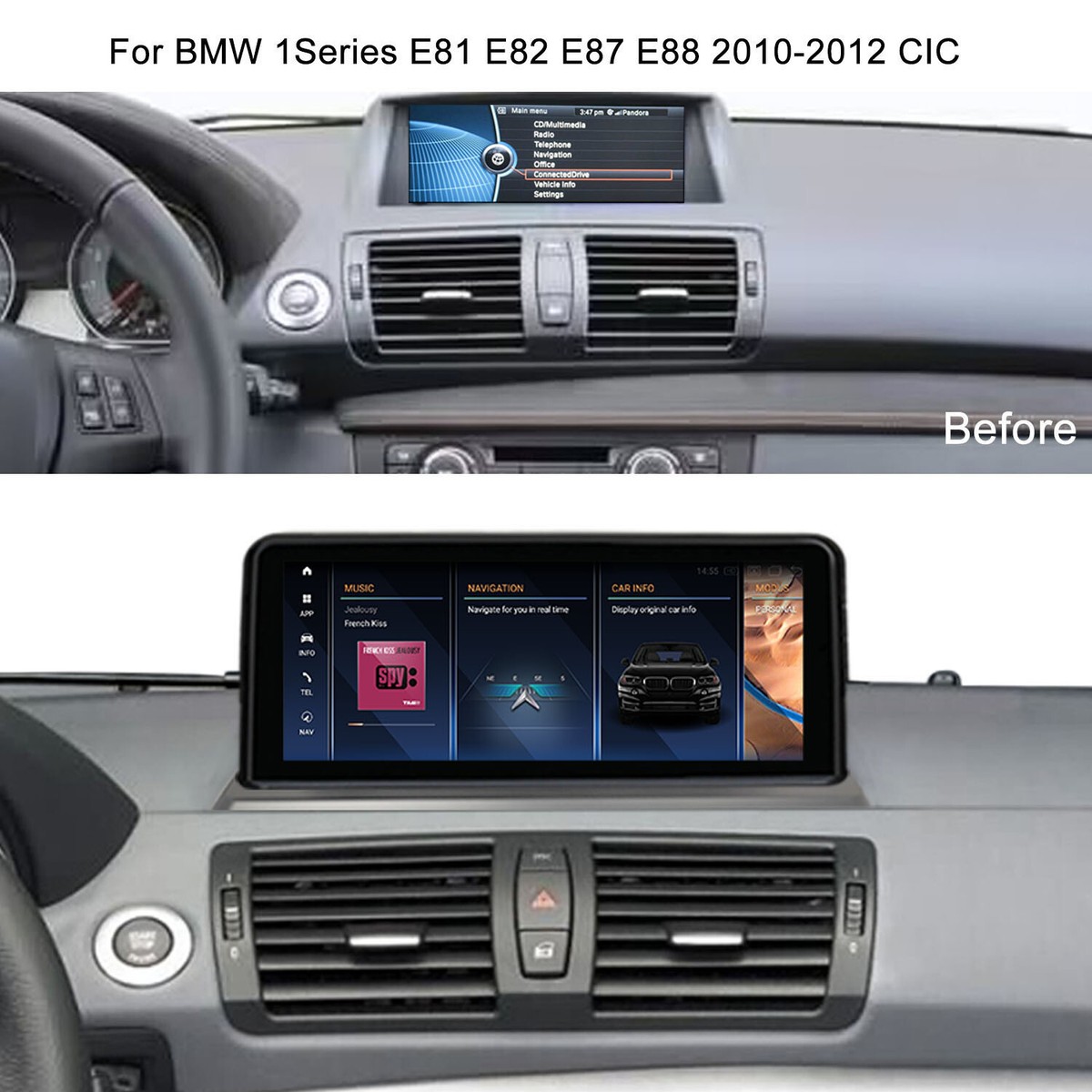 Radio Android 9 Pouces 2+64G Pour BMW Serie 1 E81 E82 E87 E88 2005-2011 - CarPlay Wireless, GPS, Caméra Recul