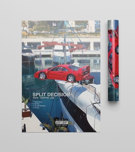 Dave & Central Cee Split Decision Album Premium Music Poster | Artwork Tracklist - Picture 2 of 4