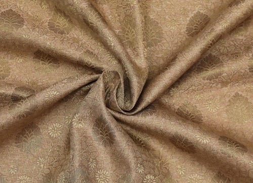 Silk Brocade Fabric  By The Yard Craft Sewing Furnishing Wedding Dress Gold - Picture 1 of 7