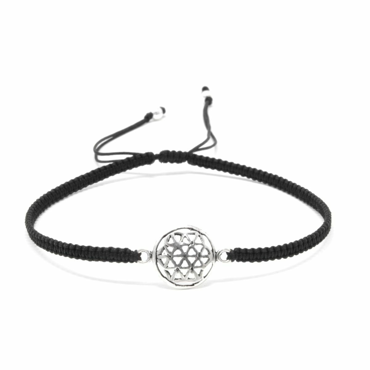 Armband geflochten mit Echt 925 Silber Lebensblume Symbol Die Blume des Lebens