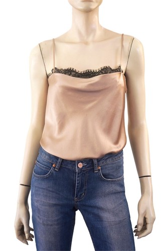 CAMI NYC Romy Lace Trimmed Rose Stretch Silk Charmeuse and Nylon Bodysuit XS - Picture 2 of 6