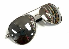 Sunglasses Black Mirror Lens Men Women Silver Spring Hinge Pilot UV 400