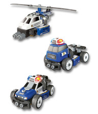 Smoby - No Limit "Polizeifahrzeuge", Konstruktionsset für 3 Fahrzeuge “ Polizeif