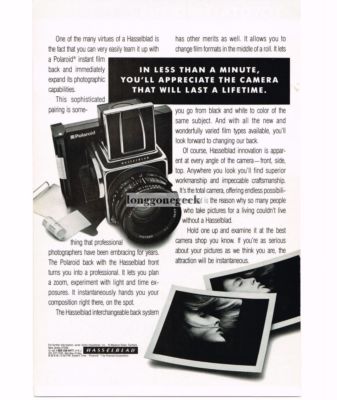 1988 HASSELBLAD Medium Format SLR with Polaroid Back