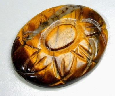 64 CT 100% NATURAL GOLDEN FIRE TIGER EYE CARVED OVAL CABOCHON GEMSTONE C14