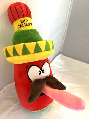 Spicy Amigos Hot Sauce Bottle Mustache Plush Muy Caliente Tongue Out Good Stuff