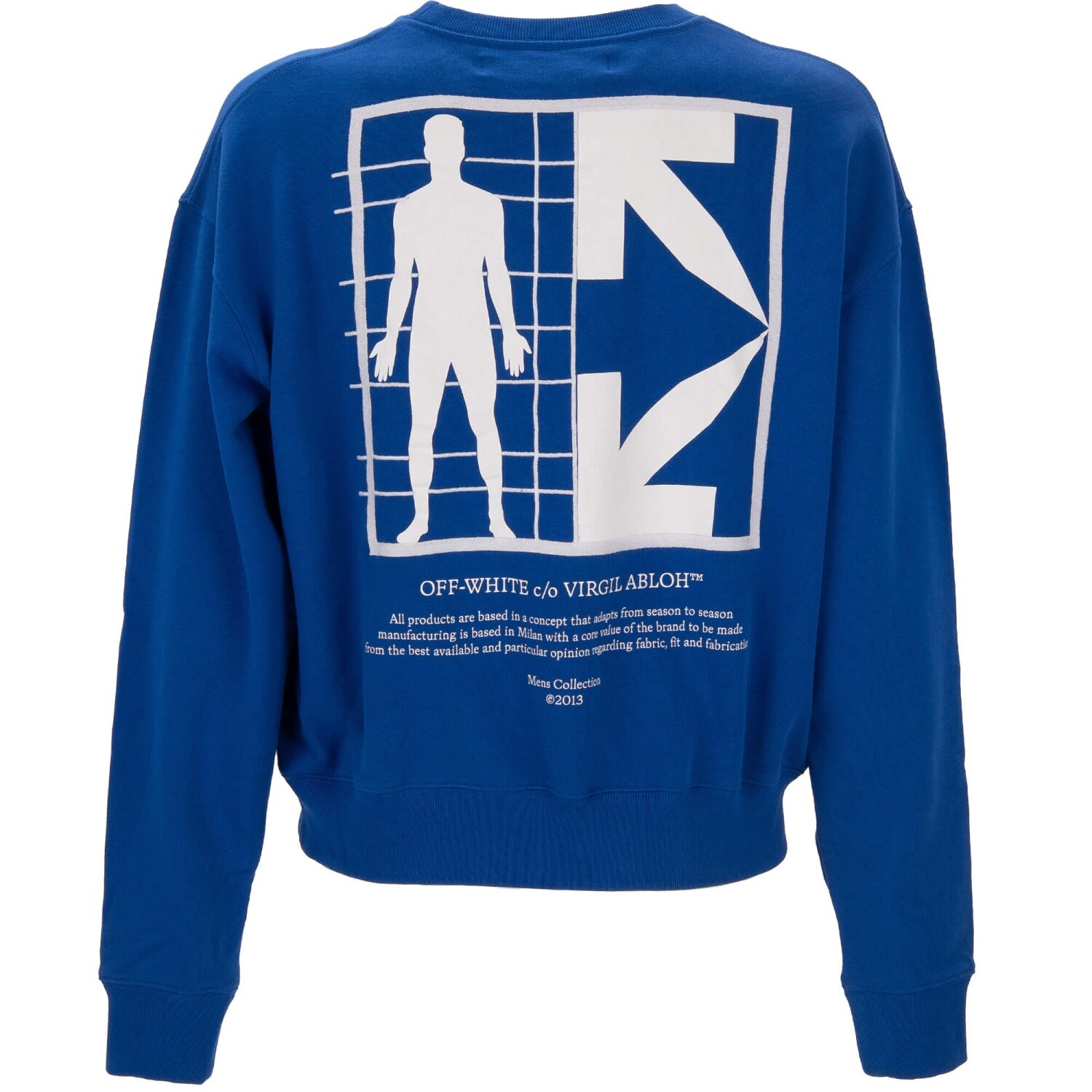 OFF-WHITE Virgil Abloh Oversize Sweatshirt Sweater Half Arrow Logo Blue White M