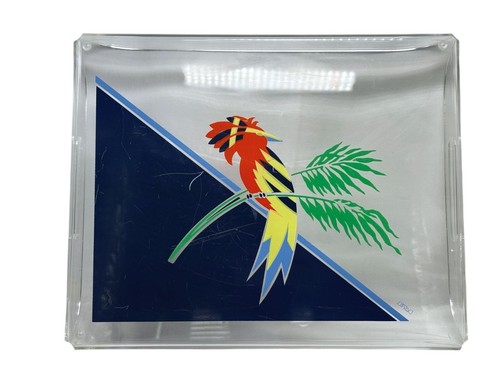 Vassoio da portata e 4 anelli tovaglioli design uccellino Davir Lucite anni 60 - Foto 2 di 13