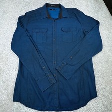 Buckle Black Shirt Mens Large Blue LS Button Down Standard Fit Bke Western