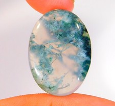 26 Cts Natural Green Moss Agate Oval Cabochon Loose Gemstone 28x20x5 mm CG 0156