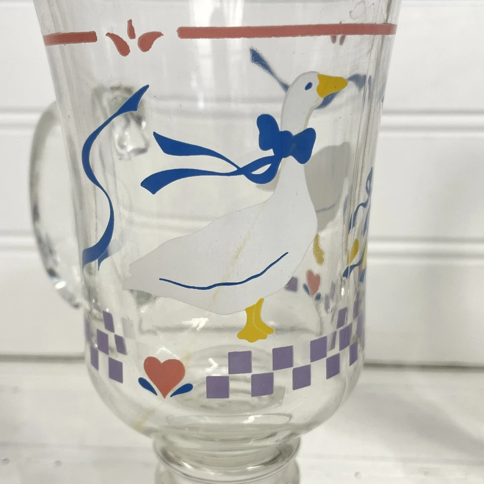 2 tazas Country Geese Stein de colección pedestal de café transparente e irlandés cinta azul 80 Foto 4 de 4