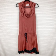 A.L.C. Women Dress Sz M Maroon Cowl Neck Tie Waist Silk Cashmere Sleeveless Chic