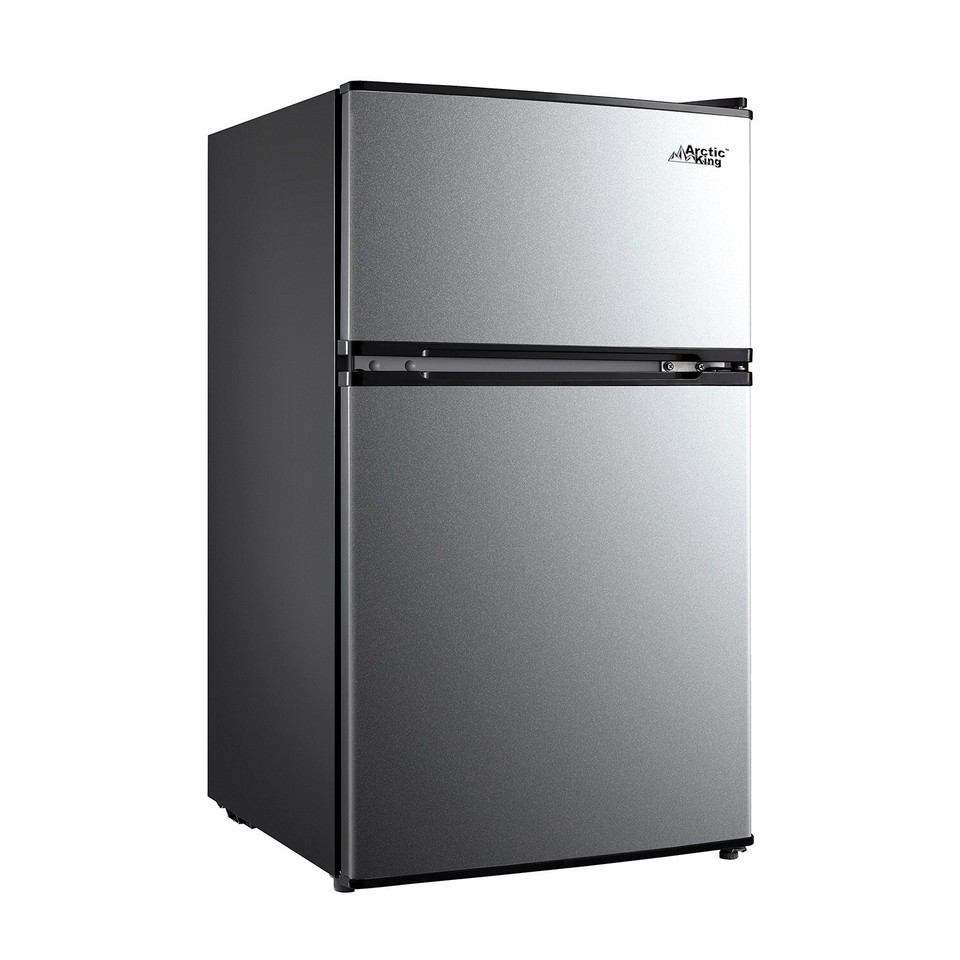 Two Door Mini Fridge with Freezer, Stainless Steel D4 eBay