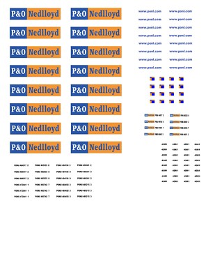 HO Scale Container Decals. '' P&O Nedlloyd '' 