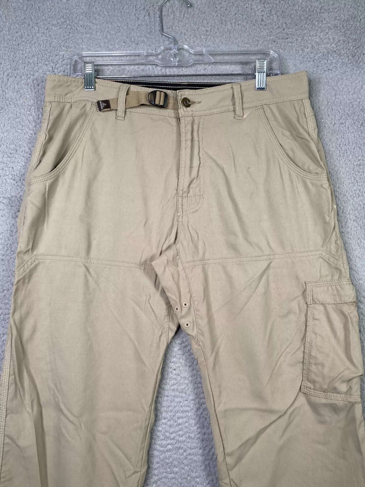 prana cargo regular fit stretch roll up belted nylon pants