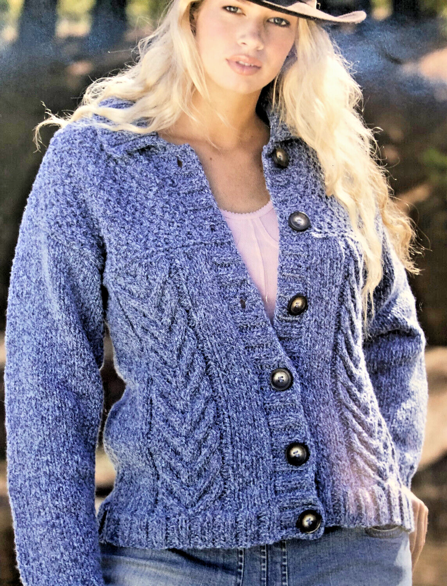 KNITTING PATTERN WOMENS LADIES CABLE CARDIGAN CHUNKY Pattern 32