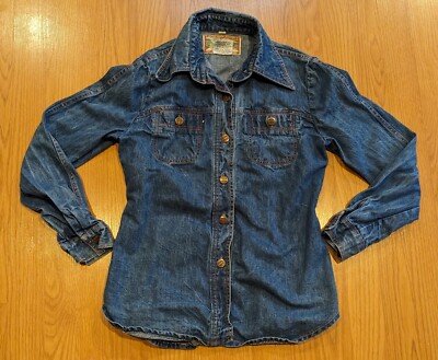 Women's Rose Hips Espirit De Corp Blue Denim Button-Up Long-Sleeve Shirt - L