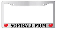 Chrome License Plate Frame SOFTBALL MOM Auto Accessory Novelty