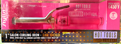 Hot Tools Professional Stylist 24K Gold 1'' Curling Iron Limited Ed. NIB Pink