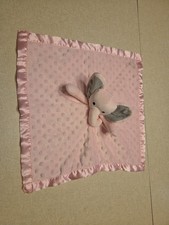 Baby Lovey Minky Fleece Pink Elephant Satin Trim Cozy