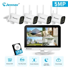 Wireless Camera Security System 10CH Outdoor CCTV 5MP 12'' LCD Monitor NVR Lot