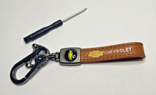 For Chevy Chevrolet Genuine Leather Keychain Brown New Us Seller ..